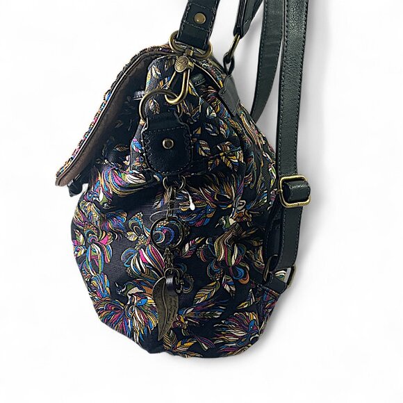 Sakroots Convertible Backpack Shoulder Crochet Stitching Charms Canvas Purse - Picture 4 of 16